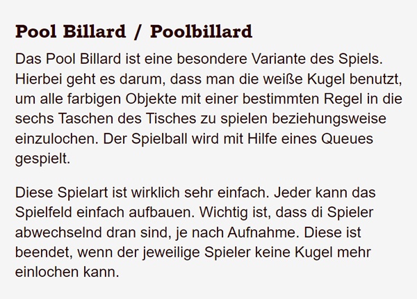 Billard-Zubehoer für 71093 Weil (Schönbuch)