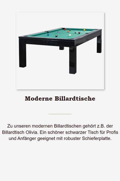 Moderne-Billardtische für  Geislingen (Steige)